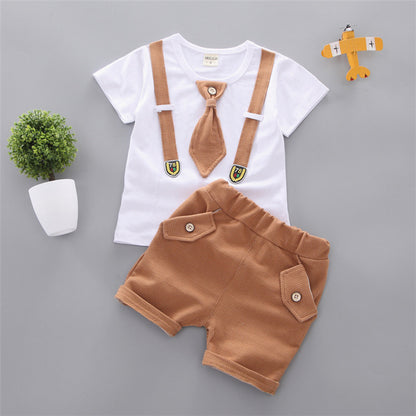 Round Neck Tie Shorts T-Shirt Set