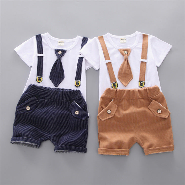 Round Neck Tie Shorts T-Shirt Set