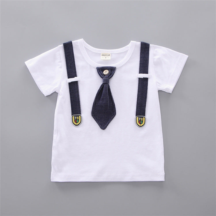 Round Neck Tie Shorts T-Shirt Set