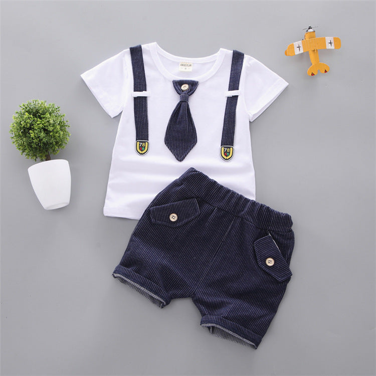 Round Neck Tie Shorts T-Shirt Set