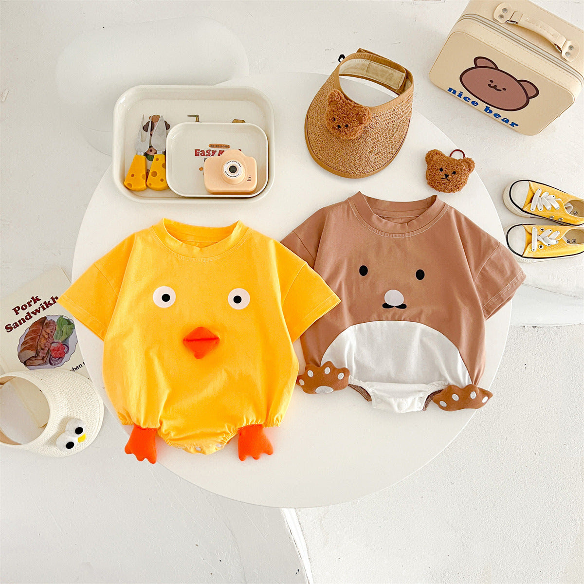 Yellow Chicken Triangle Baby Rompers