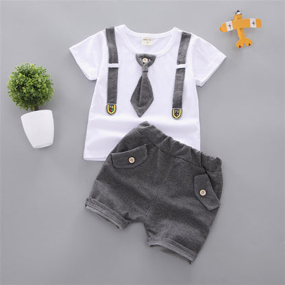 Round Neck Tie Shorts T-Shirt Set