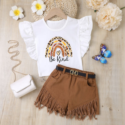 Flying Sleeve Top Shorts Set